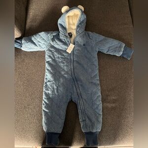 NWT Baby Chambray Sherpa Lined Snow Suit